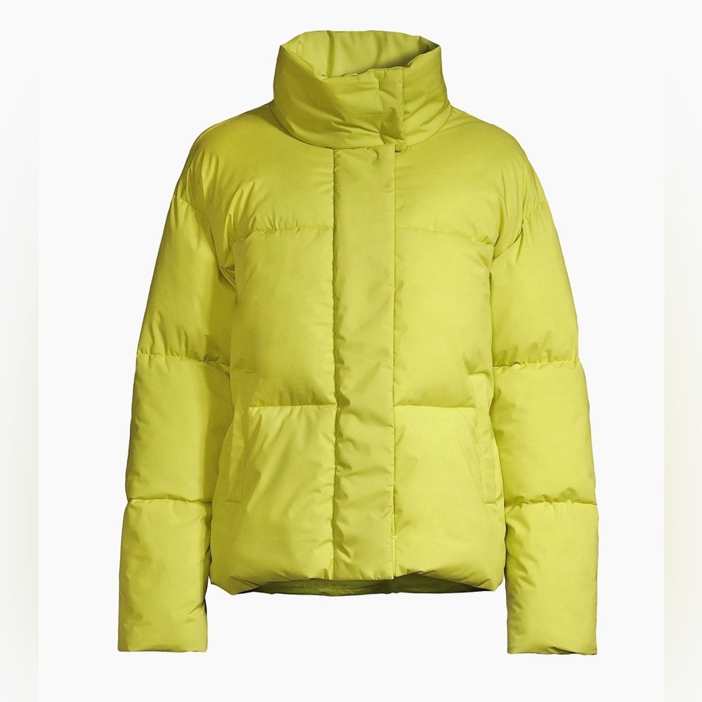 Sam Edelman Short Funnel Collar Core Puffer Coat 3VD Sam Green Chartreuse